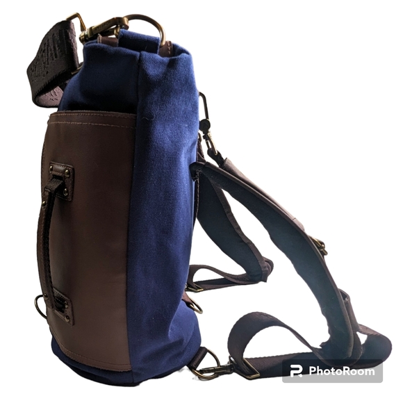 ANVÄNDA A Great Freakin Bag Blue Canvas Vegan Leather Padding Multi Purpose Use - Picture 8 of 16